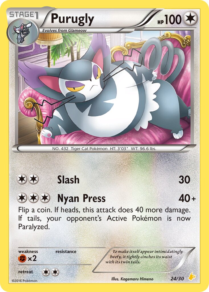 Purugly 024/30 — XY trainer Kit (Pikachu Libre) (English Pokémon TCG card)