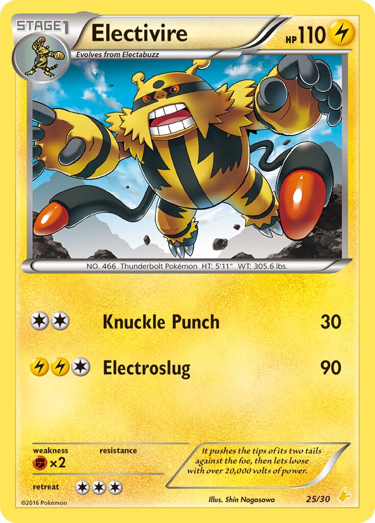 Electivire 025/30 — XY trainer Kit (Pikachu Libre) (English Pokémon TCG card)