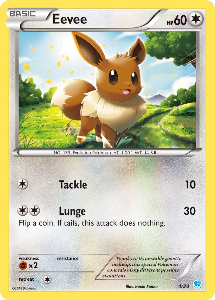 Eevee 004/30 — XY trainer Kit (Suicune) (English Pokémon TCG card)