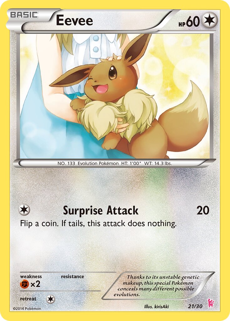 Eevee 021/30 — XY trainer Kit (Sylveon) (English Pokémon TCG card)