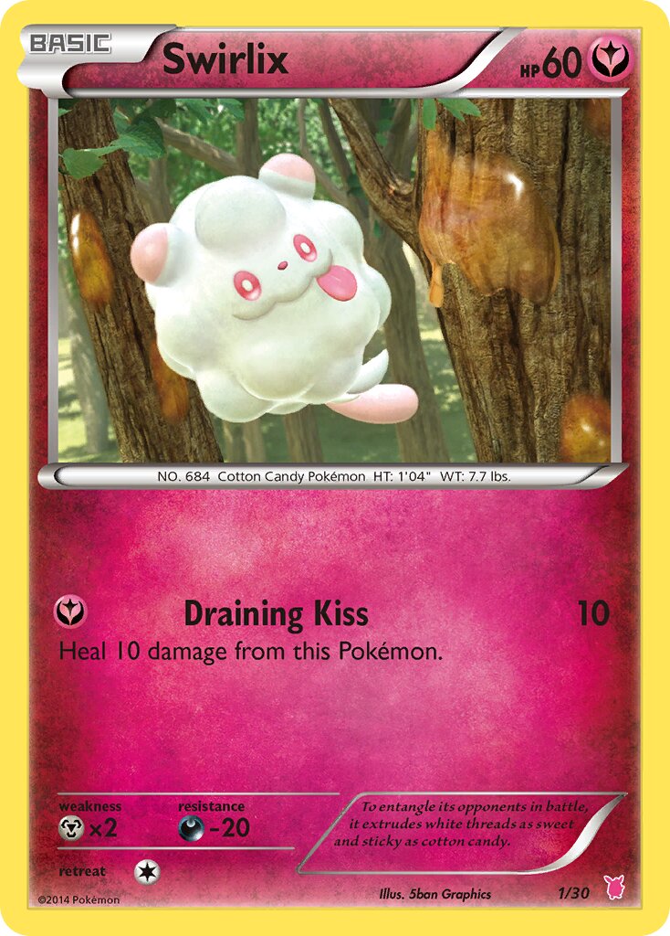 Swirlix 001/30 — XY trainer Kit (Wigglytuff) (English Pokémon TCG card)