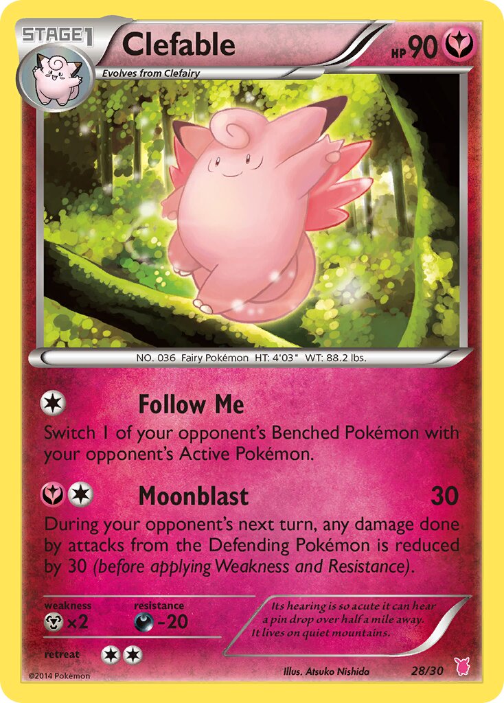 Clefable 028/30 — XY trainer Kit (Wigglytuff) (English Pokémon TCG card)