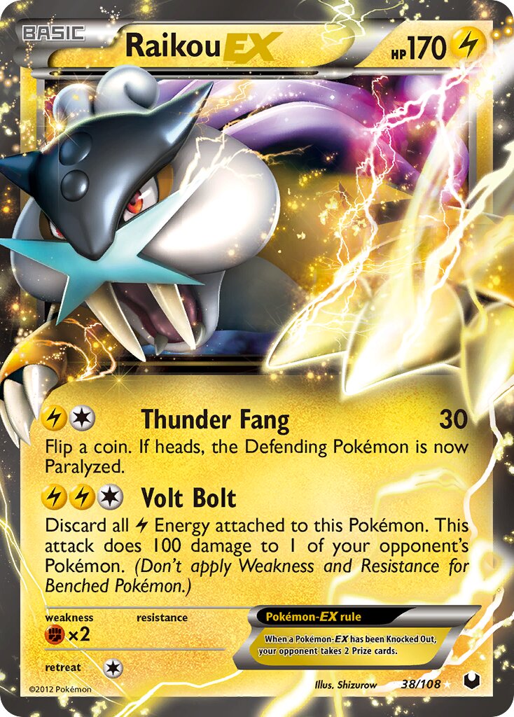 Raikou-EX 038/18 — WC Deck 2013 (Anguille Sous Roche) (English Pokémon TCG card)