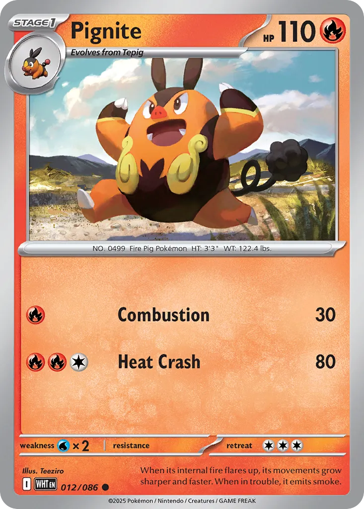 Pignite 012 — White Flare (English Pokémon TCG card)