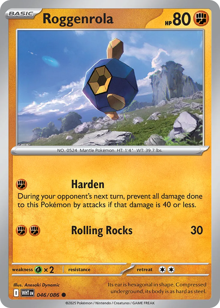 Roggenrola 046 — White Flare (English Pokémon TCG card)
