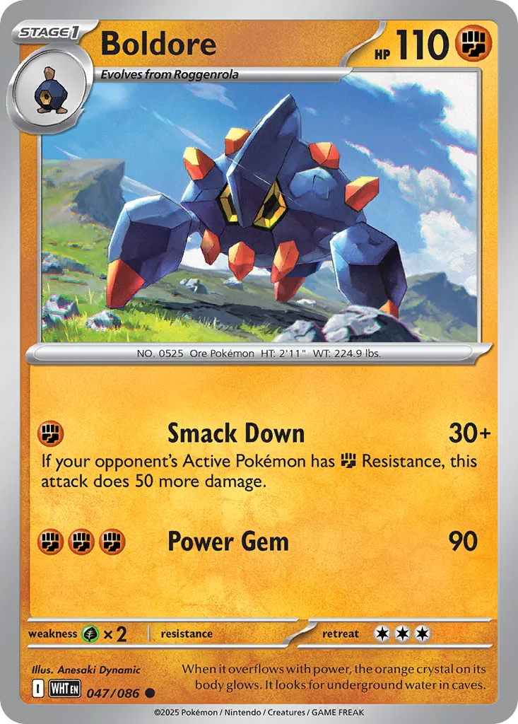 Boldore 047 — White Flare (English Pokémon TCG card)