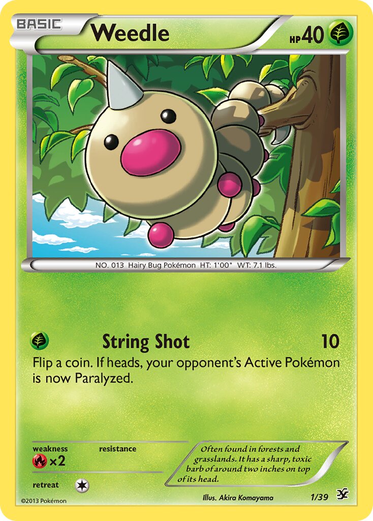 Weedle 001/39 — Kalos Starter Set (English Pokémon TCG card)