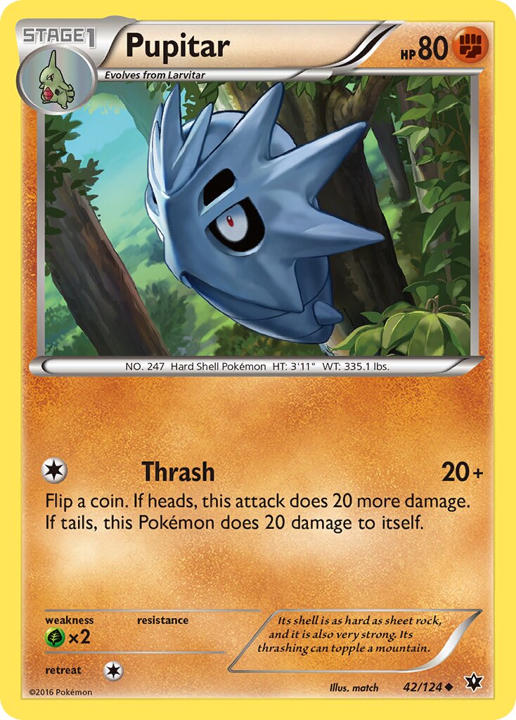 Pupitar 042/129 — Fates Collide (English Pokémon TCG card)
