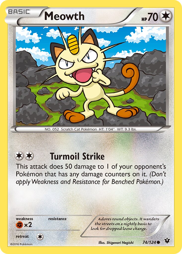 Meowth 074/129 — Fates Collide (English Pokémon TCG card)