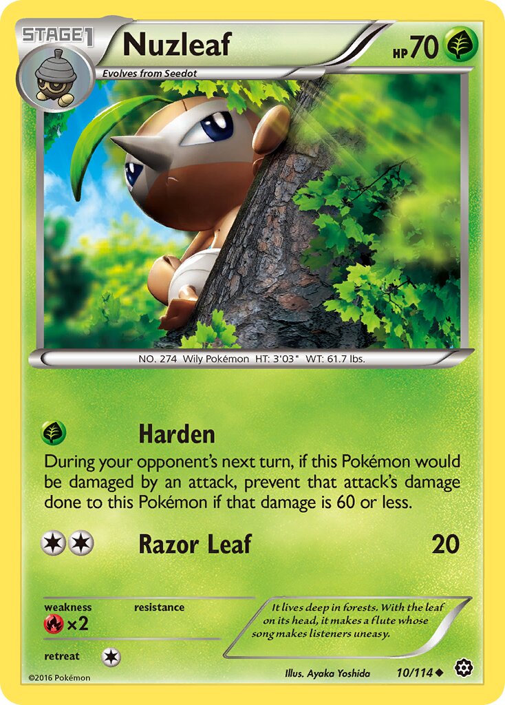 Nuzleaf 010/116 — Steam Siege (English Pokémon TCG card)
