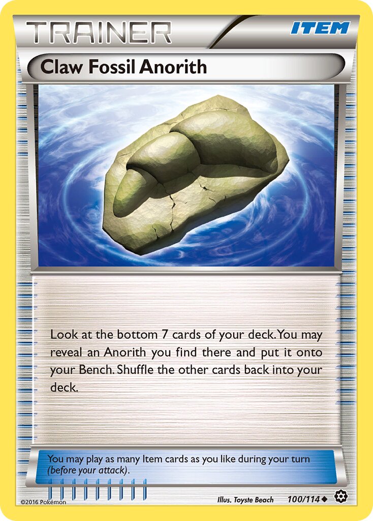 Claw Fossil Anorith 100/116 — Steam Siege (English Pokémon TCG card)