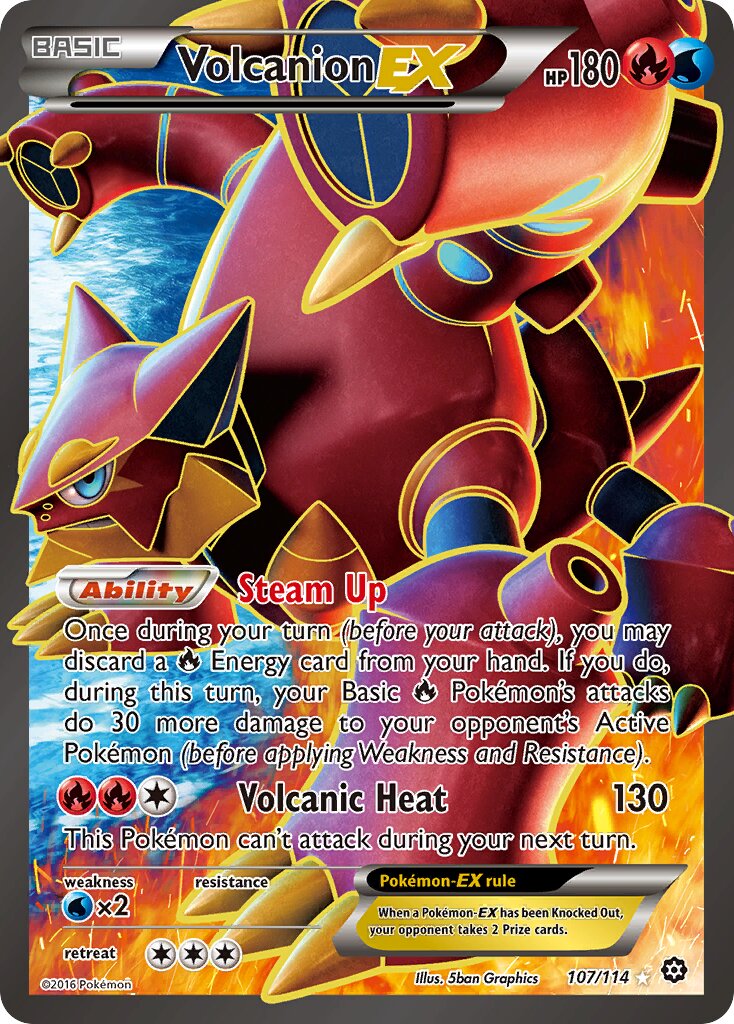 Volcanion-EX 107/116 — Steam Siege (English Pokémon TCG card)