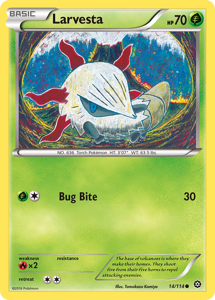 Larvesta 014/116 — Steam Siege (English Pokémon TCG card)