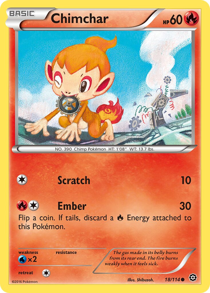 Chimchar 018/116 — Steam Siege (English Pokémon TCG card)