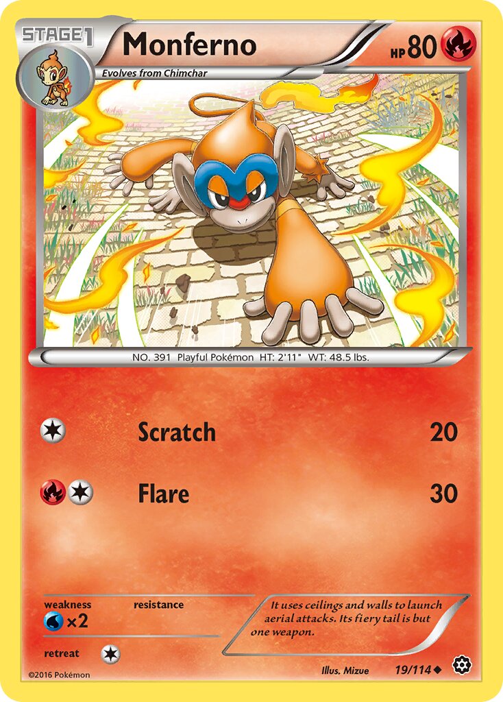 Monferno 019/116 — Steam Siege (English Pokémon TCG card)