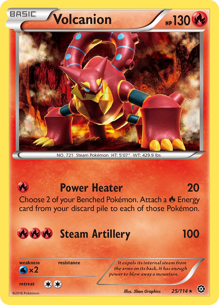 Volcanion 025/116 — Steam Siege (English Pokémon TCG card)