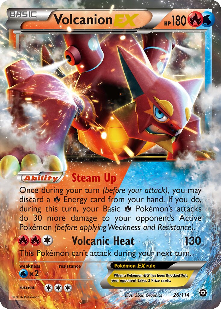 Volcanion-EX 026/116 — Steam Siege (English Pokémon TCG card)
