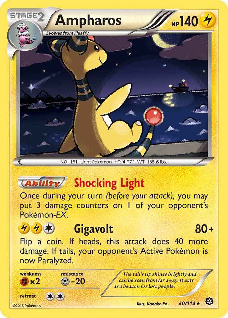 Ampharos 040/116 — Steam Siege (English Pokémon TCG card)
