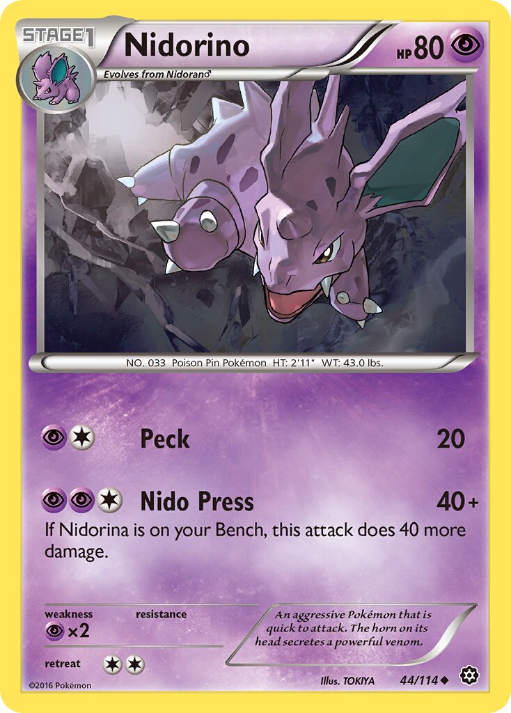 Nidorino 044/116 — Steam Siege (English Pokémon TCG card)