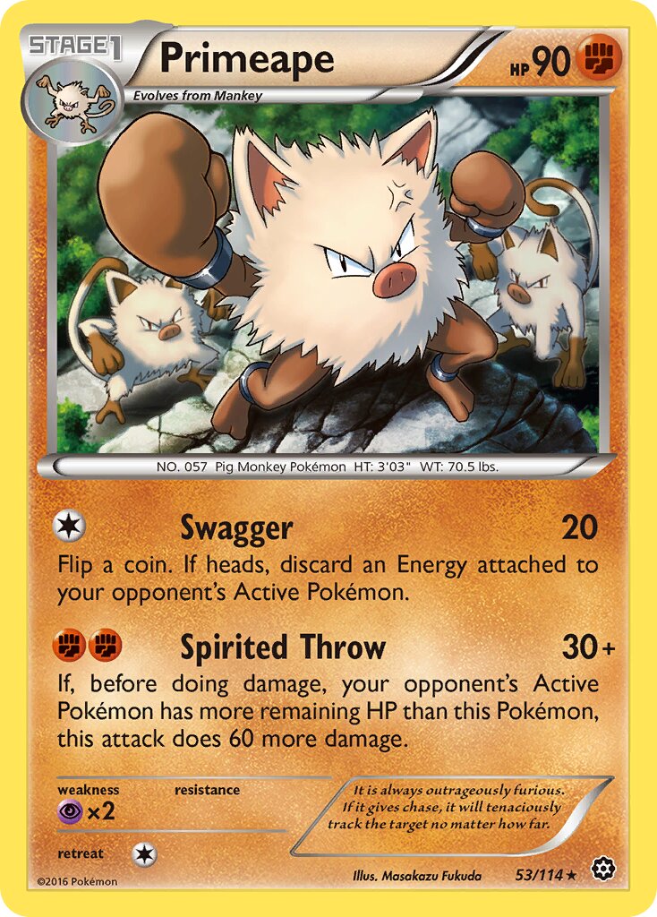Primeape 053/116 — Steam Siege (English Pokémon TCG card)