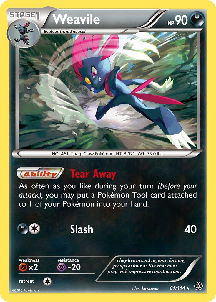 Weavile 061/116 — Steam Siege (English Pokémon TCG card)