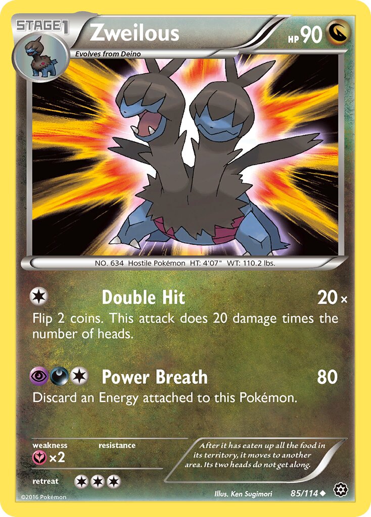 Zweilous 085/116 — Steam Siege (English Pokémon TCG card)