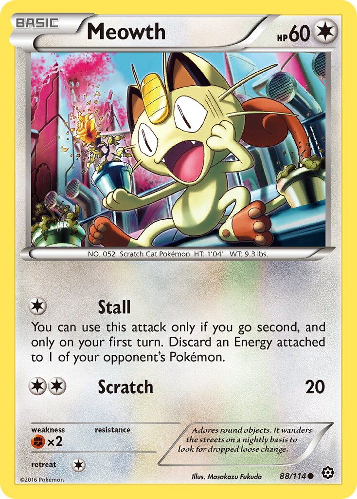 Meowth 088/116 — Steam Siege (English Pokémon TCG card)
