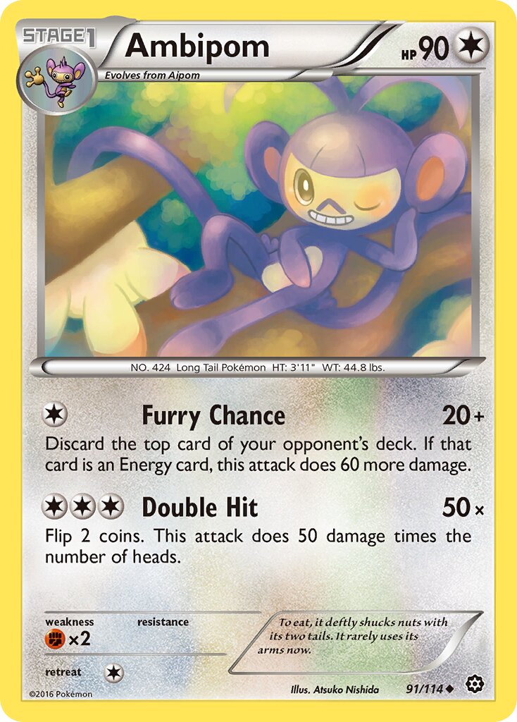 Ambipom 091/116 — Steam Siege (English Pokémon TCG card)