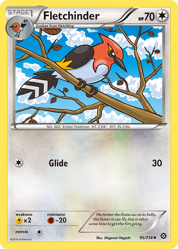 Fletchinder 095/116 — Steam Siege (English Pokémon TCG card)