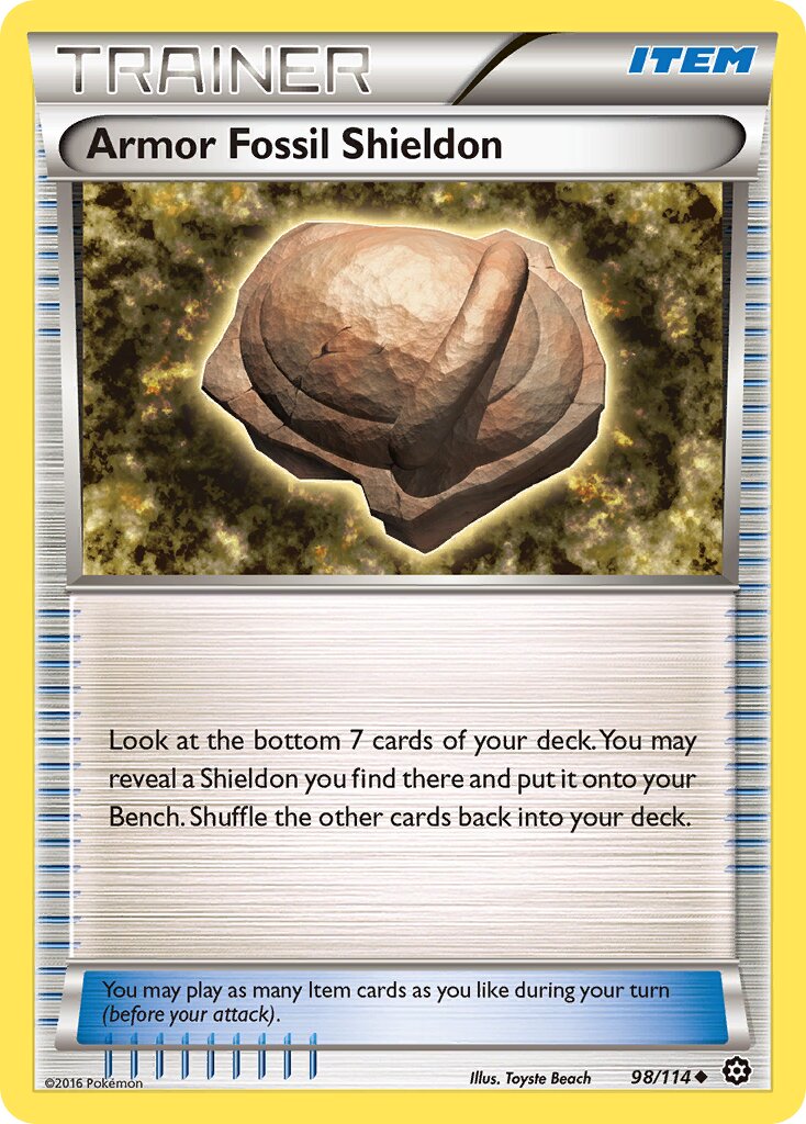 Armor Fossil Shieldon 098/116 — Steam Siege (English Pokémon TCG card)