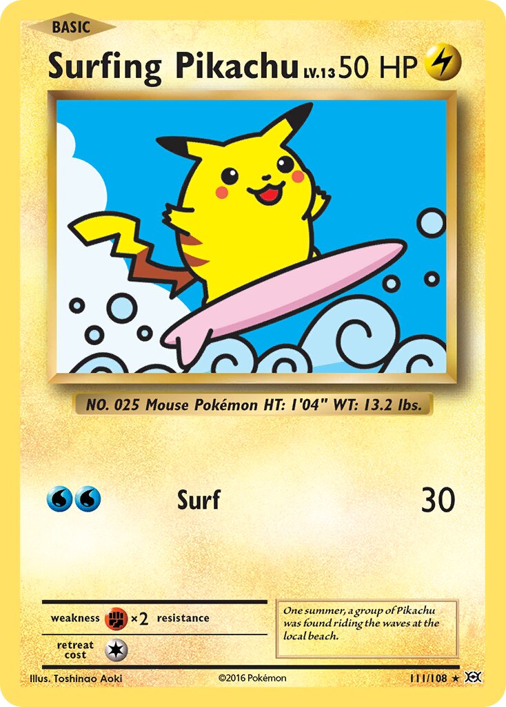 Surfing Pikachu 111/113 — Evolutions (English Pokémon TCG card)