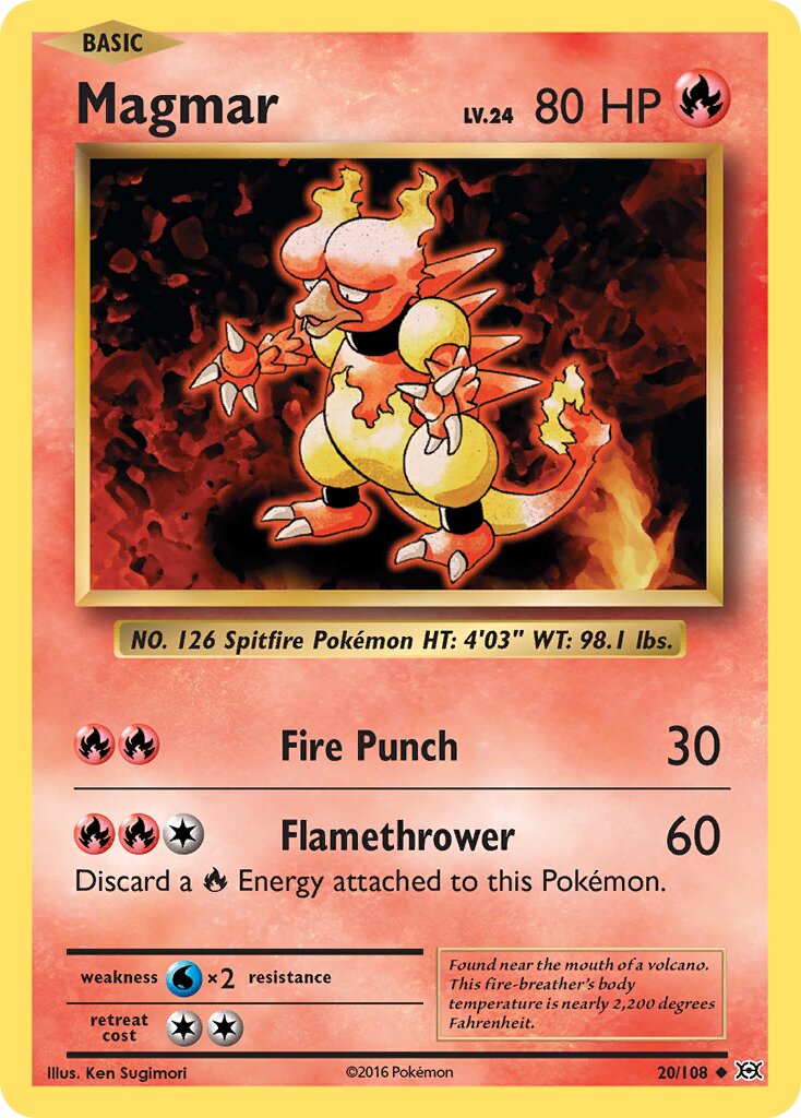 Magmar 020/113 — Evolutions (English Pokémon TCG card)
