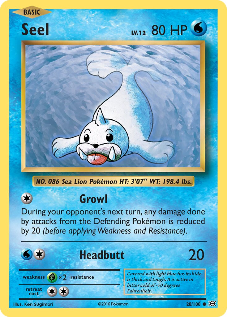 Seel 028/113 — Evolutions (English Pokémon TCG card)