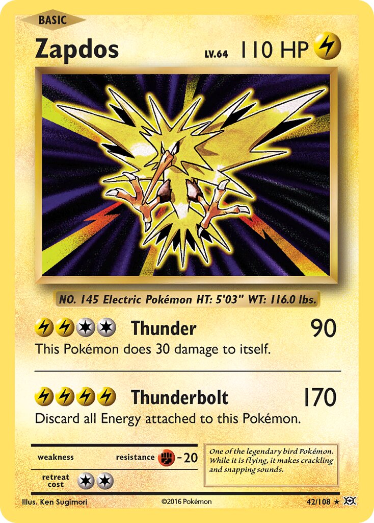 Zapdos 042/113 — Evolutions (English Pokémon TCG card)