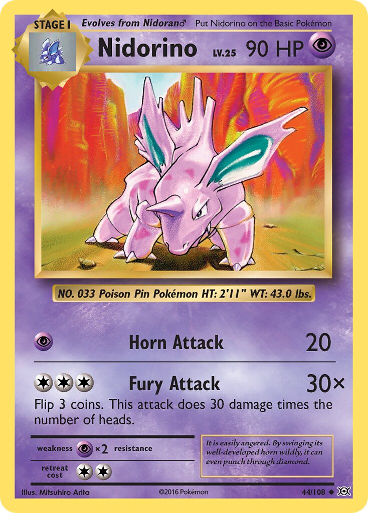 Nidorino 044/113 — Evolutions (English Pokémon TCG card)