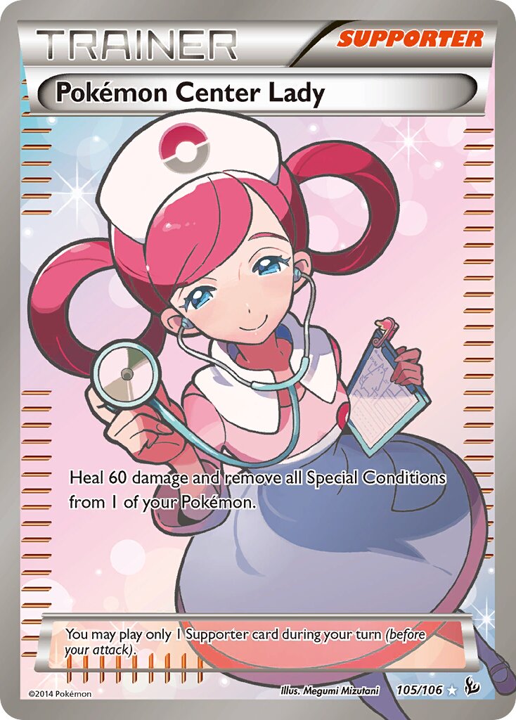 Pokémon Center Lady 105/110 — Flashfire (English Pokémon TCG card)
