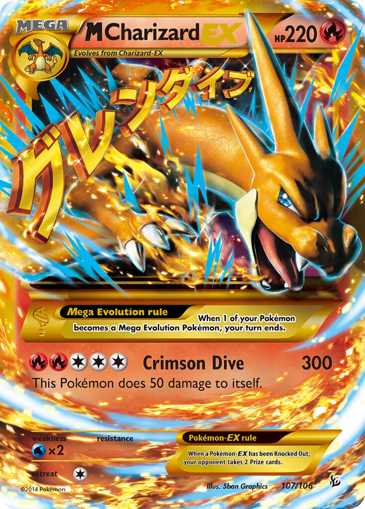M Charizard-EX 107/110 — Flashfire (English Pokémon TCG card)