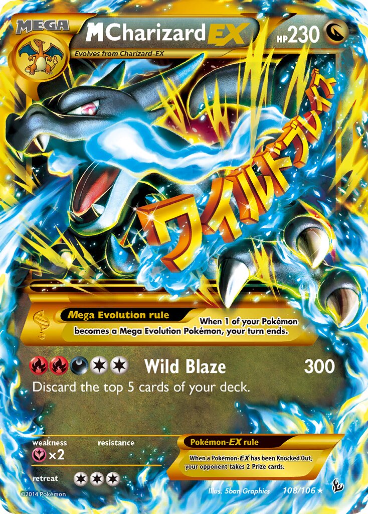 M Charizard-EX 108/110 — Flashfire (English Pokémon TCG card)