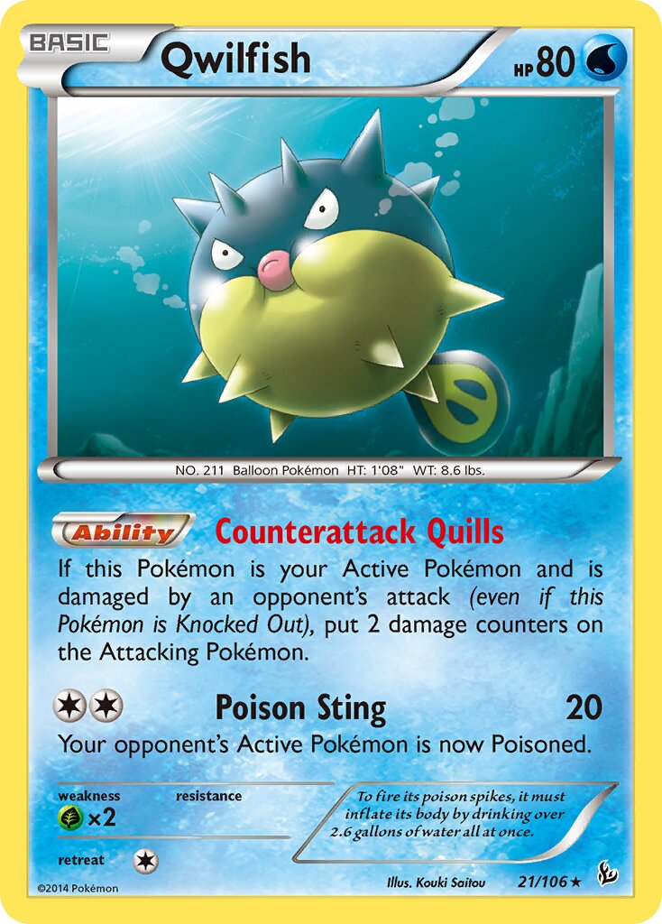 Qwilfish 021/110 — Flashfire (English Pokémon TCG card)