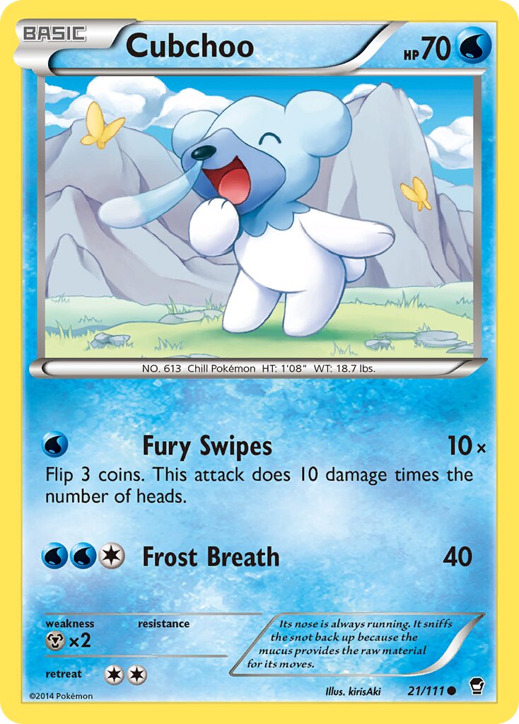 Cubchoo 021/114 — Furious Fists (English Pokémon TCG card)