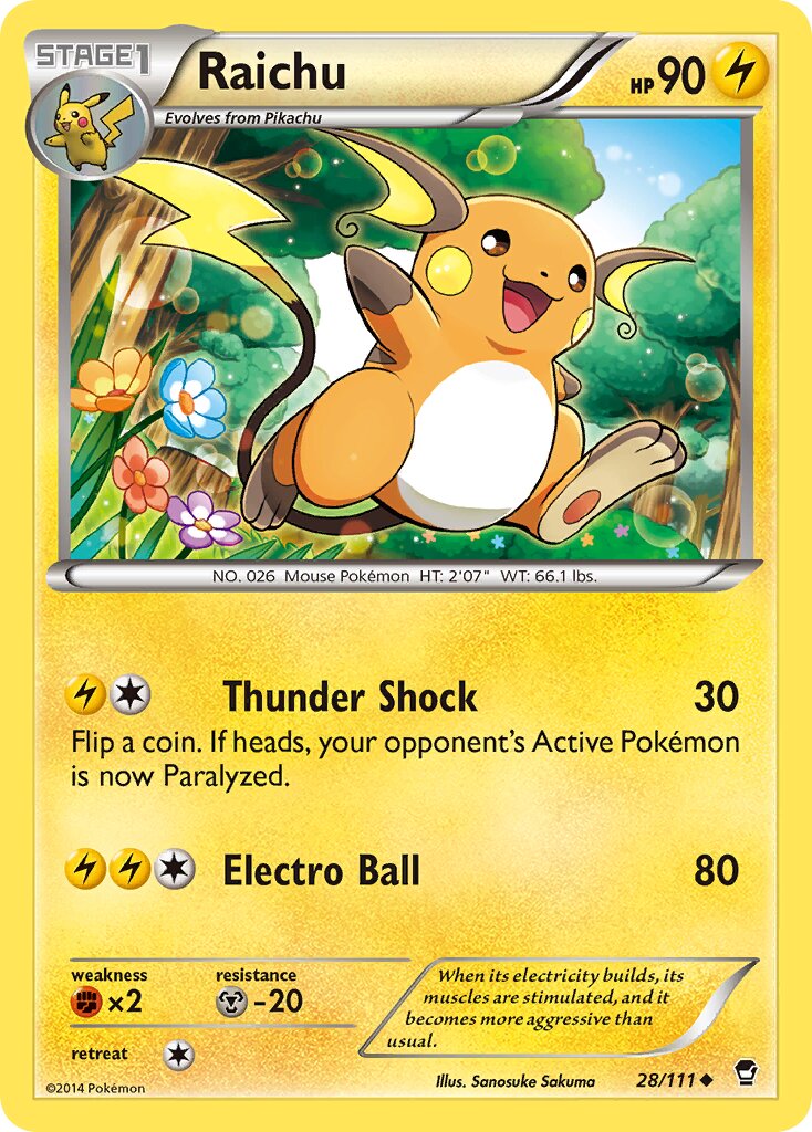 Raichu 028/114 — Furious Fists (English Pokémon TCG card)