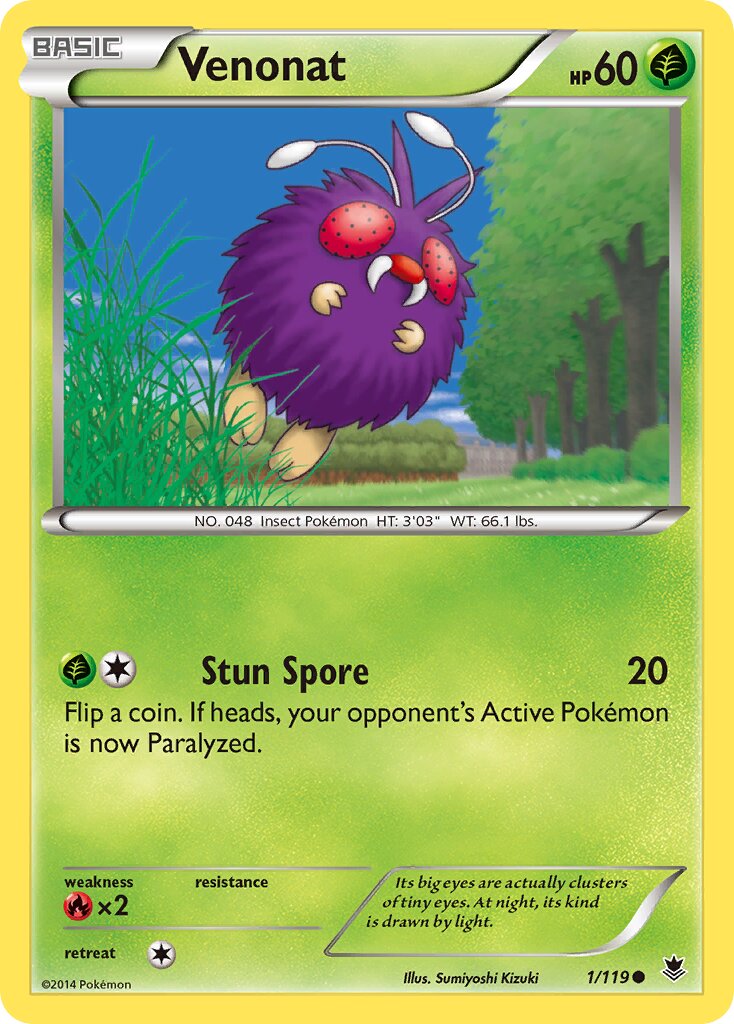 Venonat 001/124 — Phantom Forces (English Pokémon TCG card)