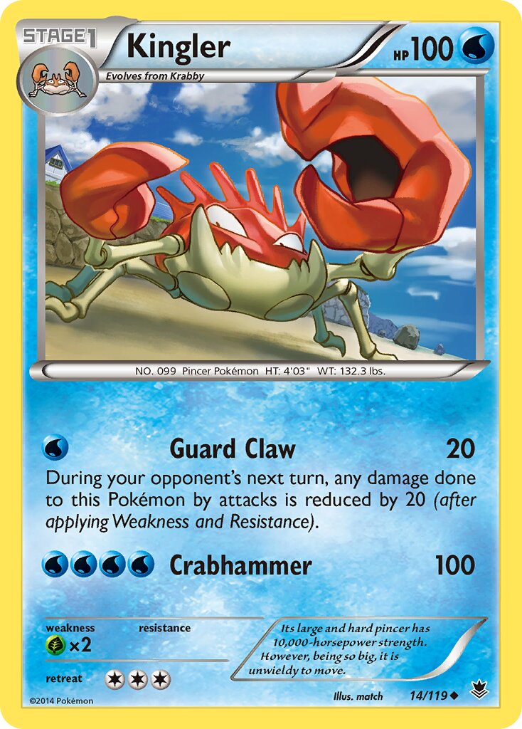 Kingler 014/124 — Phantom Forces (English Pokémon TCG card)