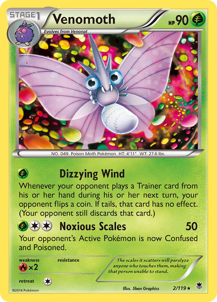 Venomoth 002/124 — Phantom Forces (English Pokémon TCG card)