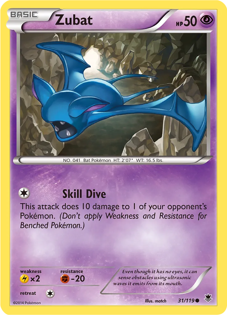 Zubat 031/124 — Phantom Forces (English Pokémon TCG card)