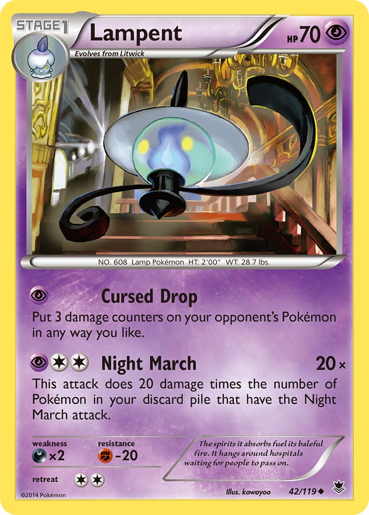 Lampent 042/124 — Phantom Forces (English Pokémon TCG card)