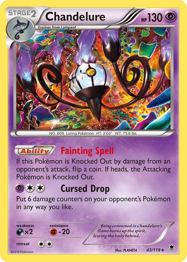 Chandelure 043/124 — Phantom Forces (English Pokémon TCG card)