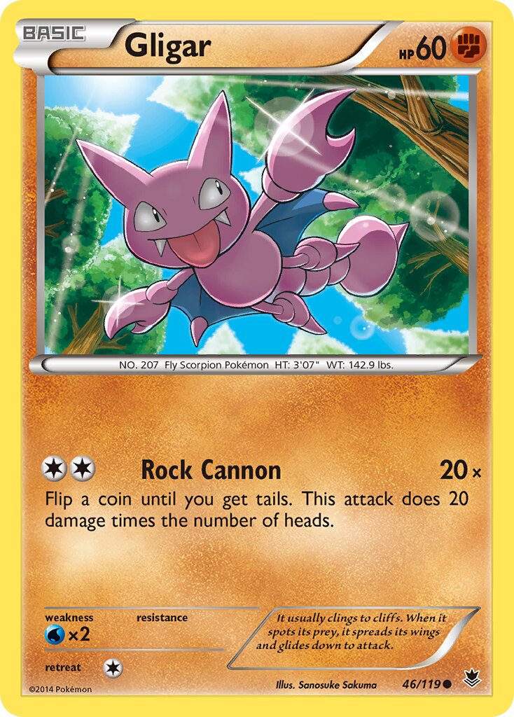 Gligar 046/124 — Phantom Forces (English Pokémon TCG card)