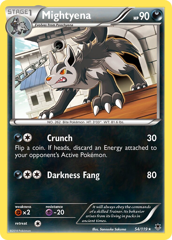 Mightyena 054/124 — Phantom Forces (English Pokémon TCG card)