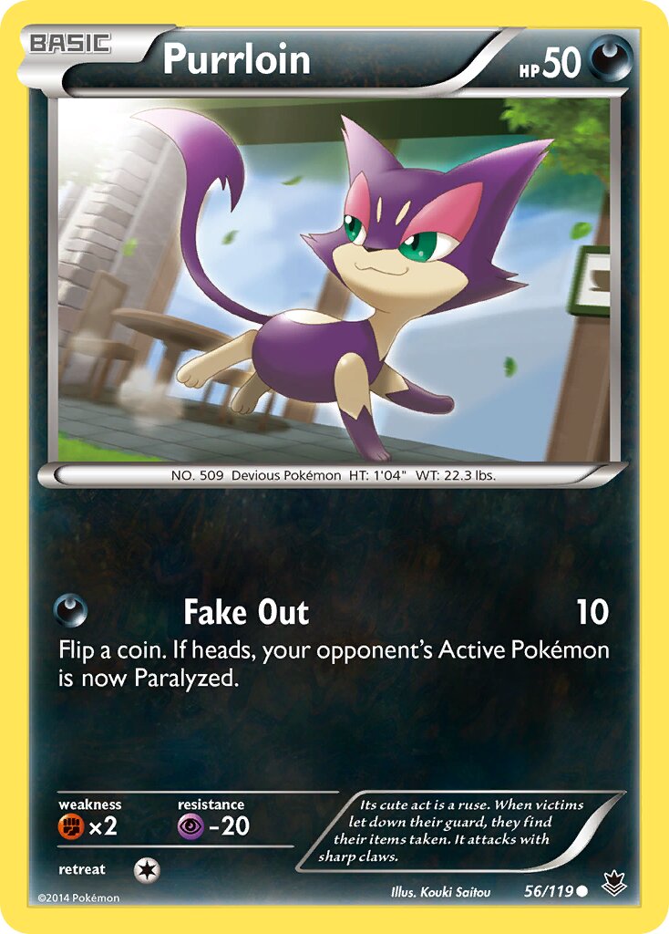 Purrloin 056/124 — Phantom Forces (English Pokémon TCG card)
